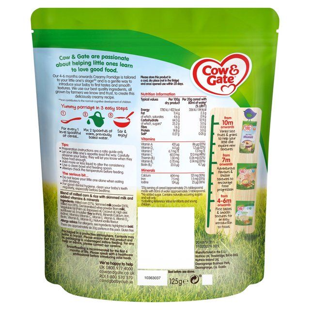 Cow & Gate Creamy Porridge 4-6 mths+   125g