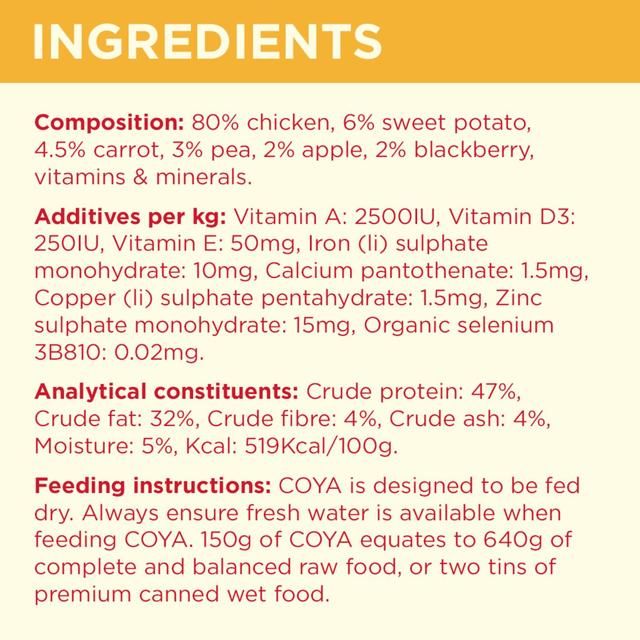 COYA Freeze-Dried Raw Adult Dog Food Chicken 150g