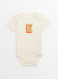 Cream 'E' Initial Short Sleeve Bodysuit Newborn