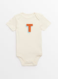 Cream 'T' Initial Short Sleeve Bodysuit Newborn
