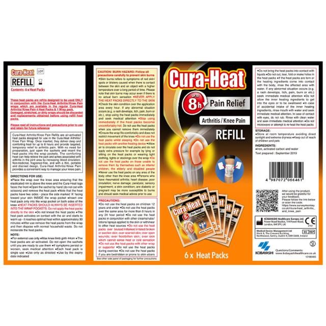 Cura-Heat Arthritis Knee Pain Refill 6 per pack