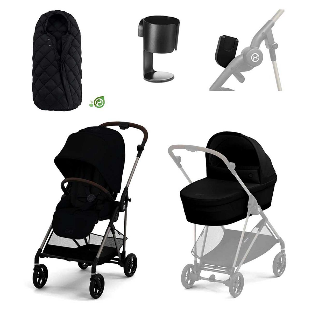 Cybex Melio 5 Piece Bundle - Moon Black