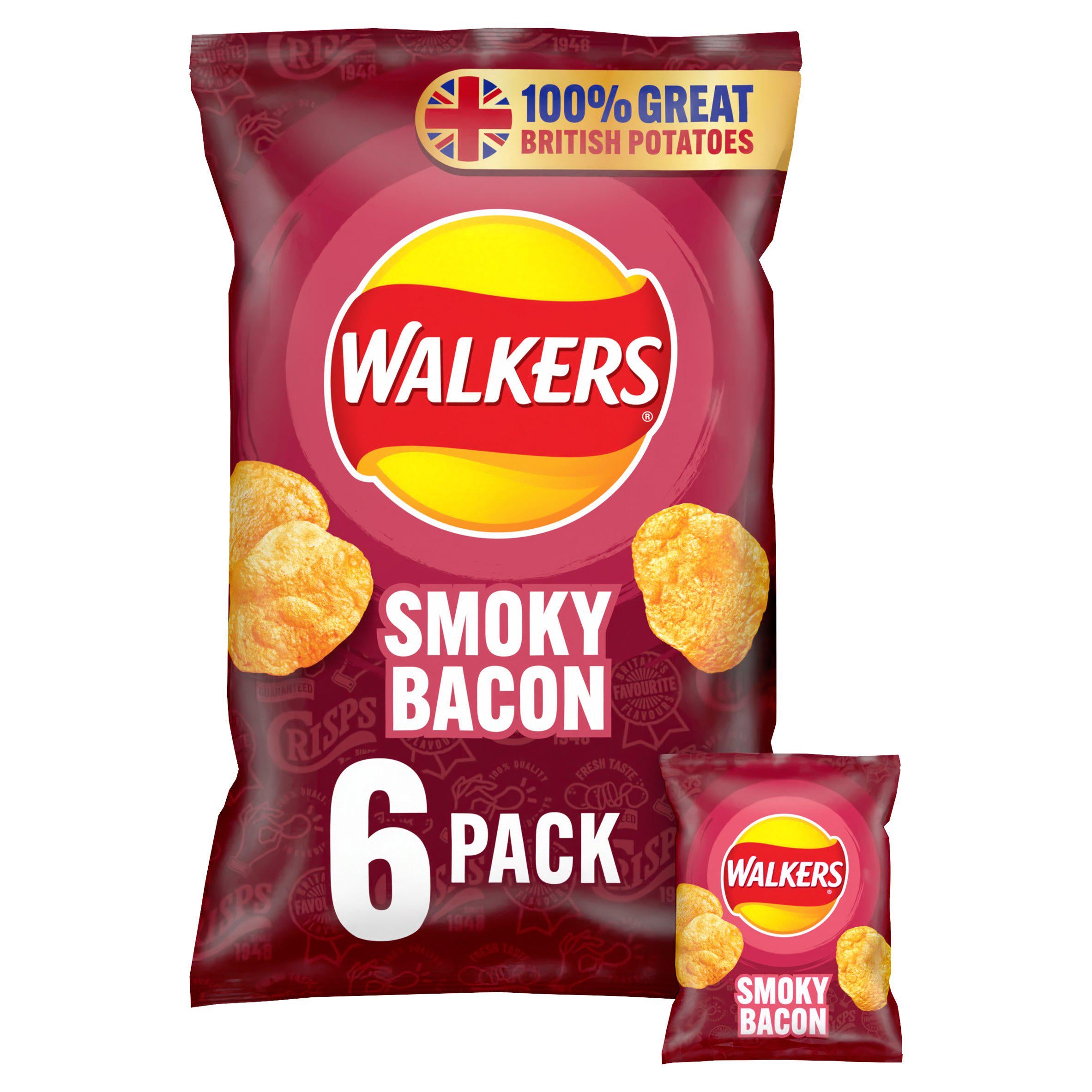Walkers Smoky Bacon Multipack Crisps 6x25g GOODS Sainsburys