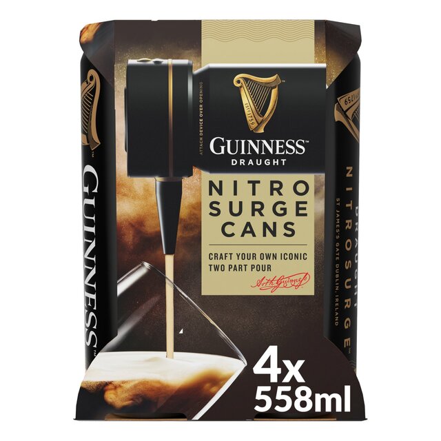 Guinness Draught Nitrosurge Cans (Requires Nitrosurge Device)   4 x 558ml - McGrocer