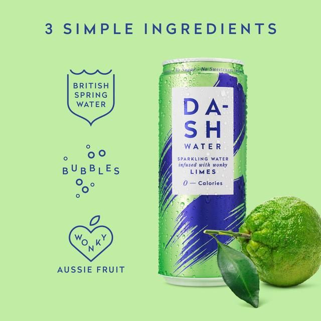 DASH Lime Infused Sparkling Water 12 x 330ml