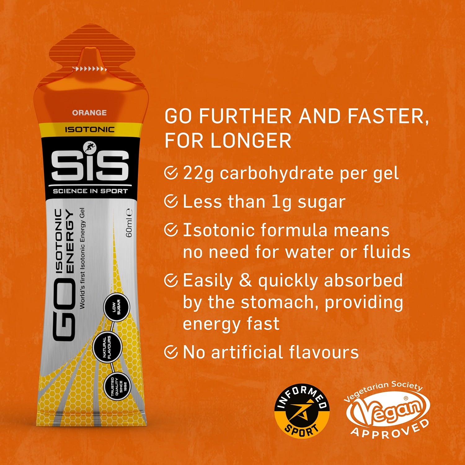 SiS GO Isotonic Energy Gel Orange 6 x 60ml - 998776