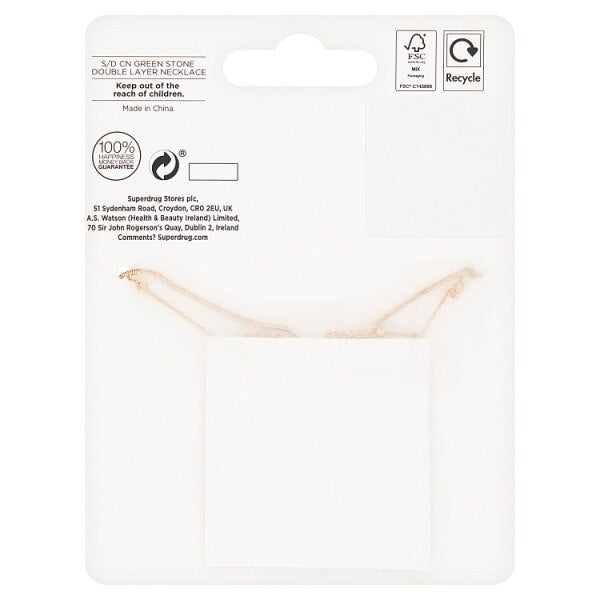 Superdrug Studio London Green Stone Double Layer Necklace GOODS Superdrug