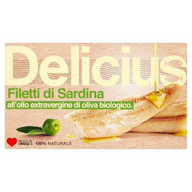 Delicius Sardine Fillets in Organic Extra Virgin Olive Oil 90g