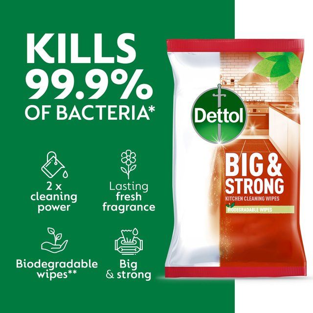 Dettol Big & Strong Kitchen Surface Cleaning Wipes   25 per pack