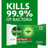 Dettol On the Go Hands and Surface Antibacterial Wipes 15s