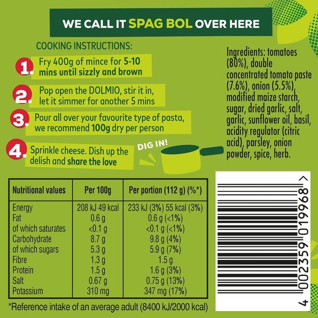 Dolmio Bolognese Onion & Garlic Pasta Sauce 450g