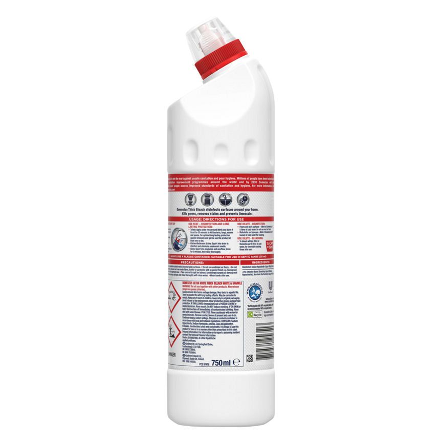 Domestos Bleach Ultra White & Sparkle Thick Bleach