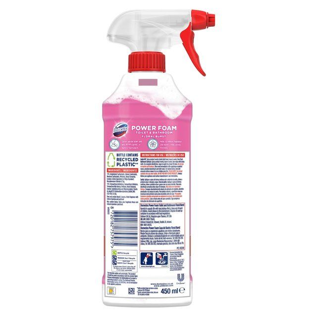 Domestos Power Foam Toilet & Bathroom Cleaner Spray Floral Burst   450ml
