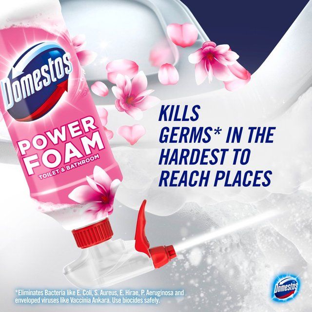 Domestos Power Foam Toilet & Bathroom Cleaner Spray Floral Burst   450ml