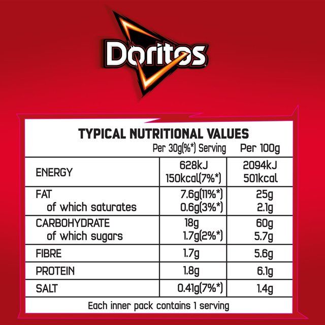 Doritos Chilli Heatwave Tortilla Chips Multipack Crisps 5 per pack