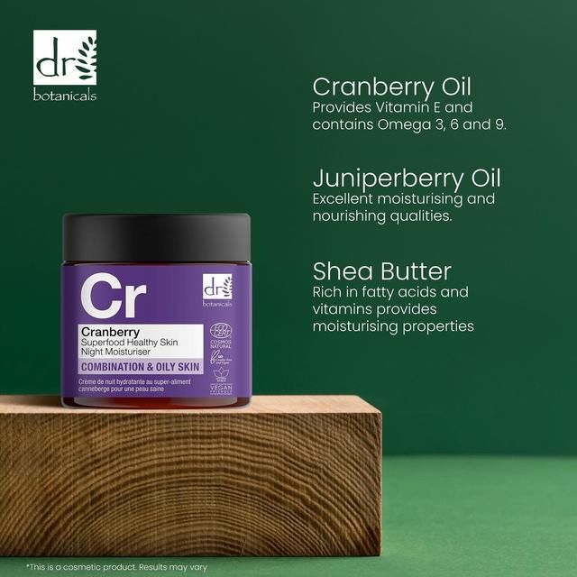 Dr Botanicals Apothecary Cranberry Superfood Healthy Skin Night Moisturiser 60ml