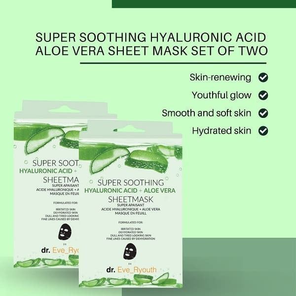 Dr Ever Youth Hyaluronic acid Aloe Vera sheet Mask x2