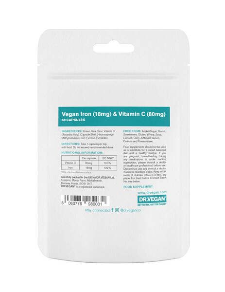 DR.VEGAN Gentle Iron & Vitamin C | 30 Day Supply
