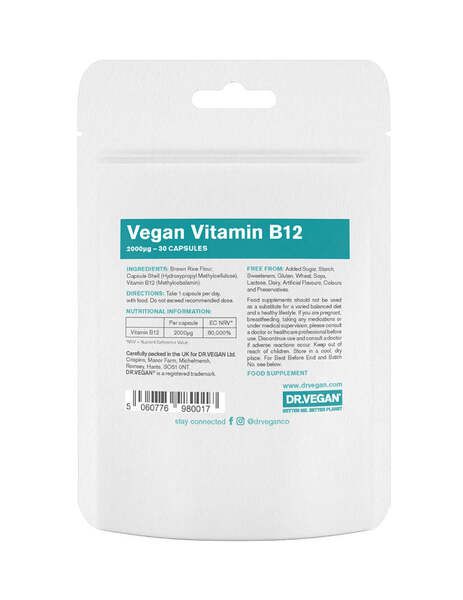 DR.VEGAN Vitamin B12 | 30 Day Supply | 1 Capsule Per Day