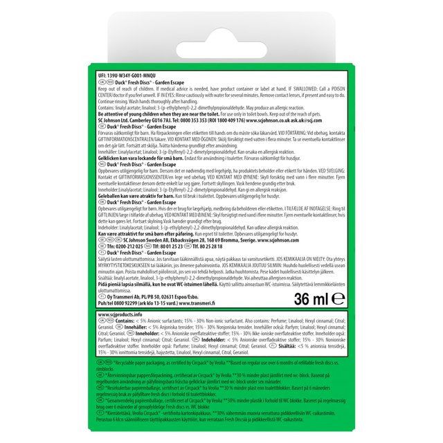 Duck Toilet Fresh Discs Holder Garden Escape 36ml