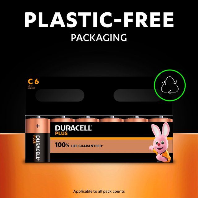 Duracell Plus 100% C Alkaline Batteries 4 per pack