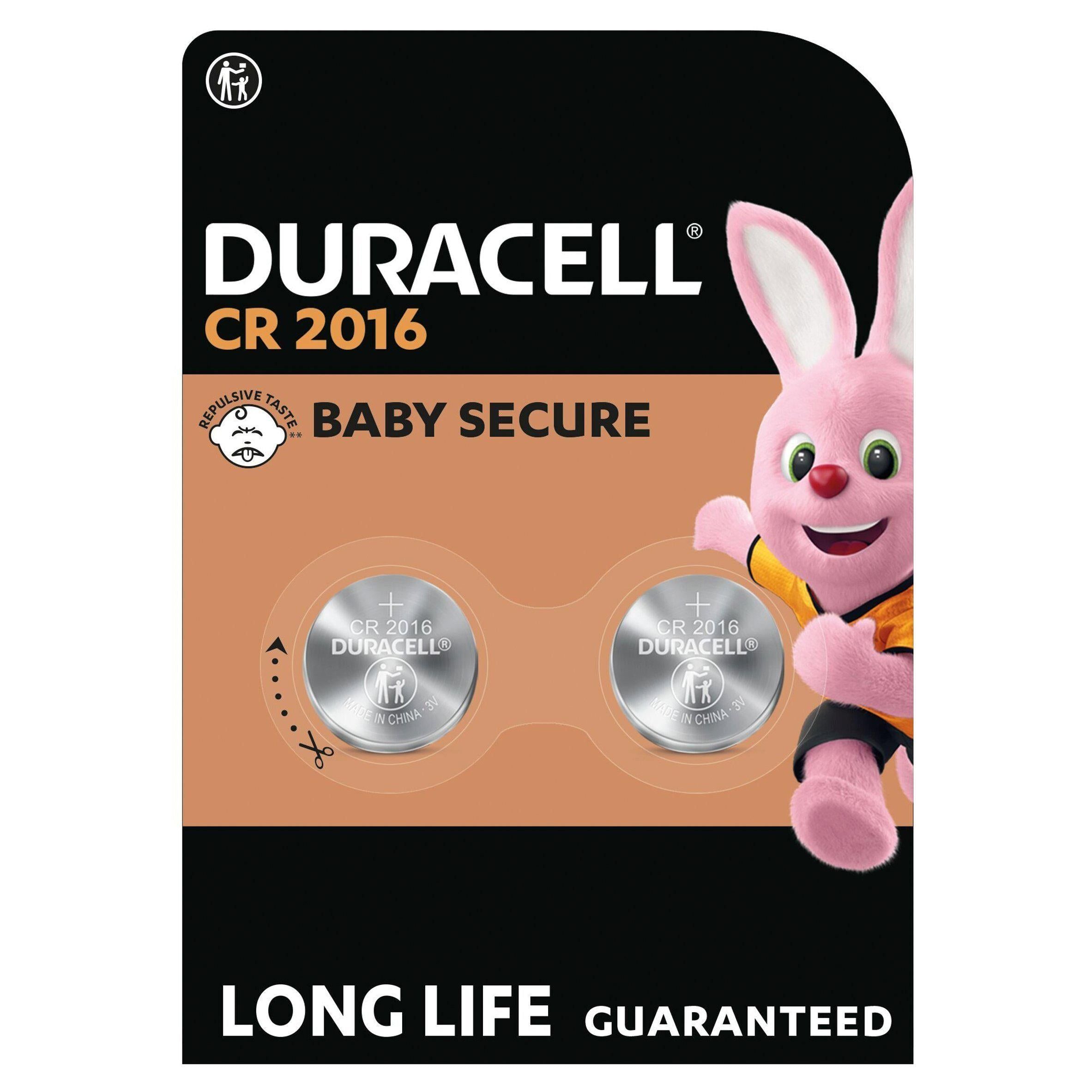 Duracell Specialty 2016 Lithium Coin Batteries 3V (DL2016 / CR2016), pack of 2