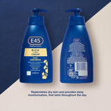 E45 Rich 24H Fast Absorbing Moisturiser Cream for dry skin Pump 400ml