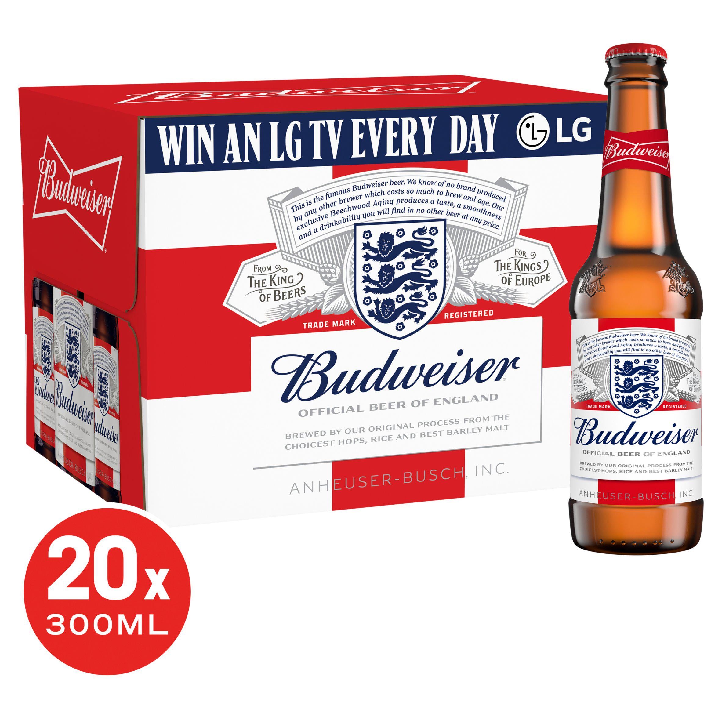 Budweiser Lager Beer Bottles 20x300ml - McGrocer
