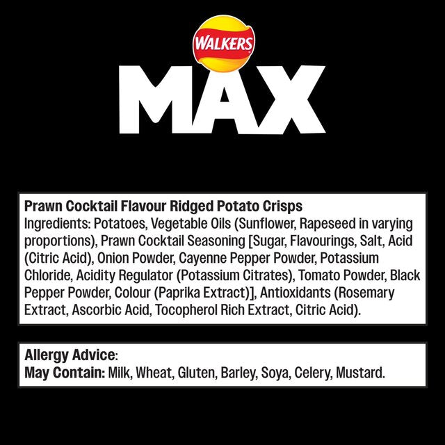 Walkers Max Strong Fiery Prawn Cocktail Multipack Crisps   6 per pack - McGrocer