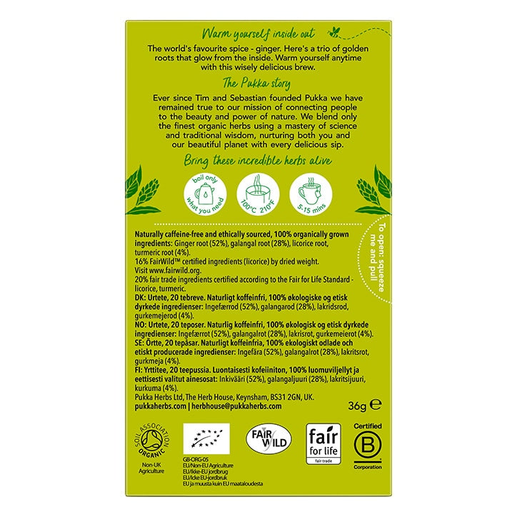 Pukka Organic Three Ginger Tea 20 Tea Bags - McGrocer