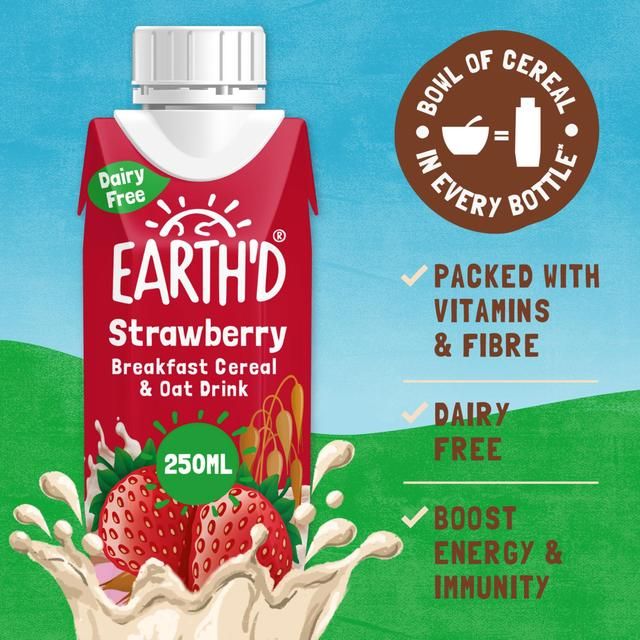 Earth'd Breakfast Cereal & Oat Shake - Strawberry 250ml