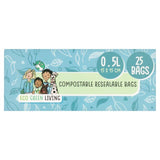 Eco Green Living Certified Compostable Small 0.5L Resealable Ziplock Bags 25 per pack