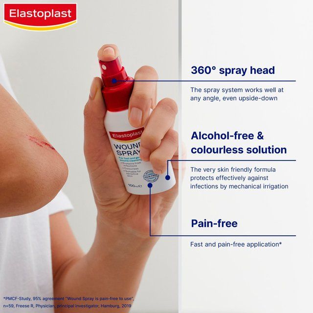 Elastoplast Wound Healing Pain-Free Antiseptic Cleaning Spray 100ml