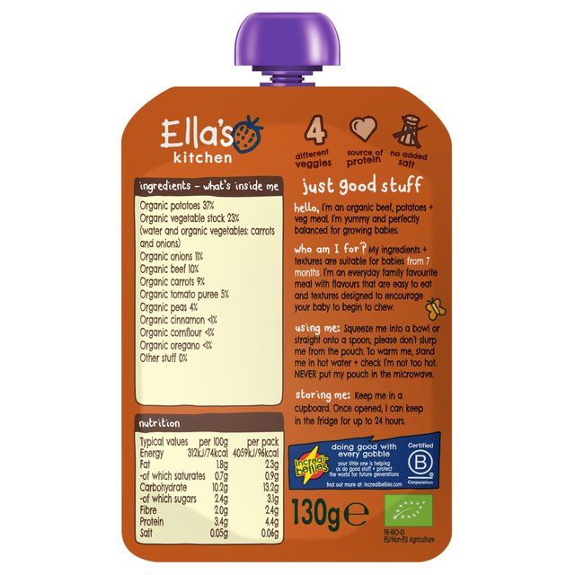 Ella's Kitchen Beef Cottage Pie Baby Food Pouch 7+ Months 130g