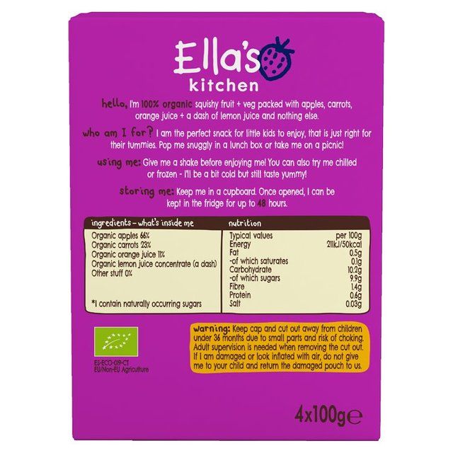 Ella's Kitchen Carrot and Orange Kids Drinks Multipack Pouch 3+ Years   4 per pack
