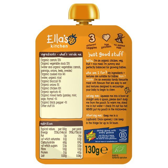 Ella's Kitchen Chicken & Rice Casserole Baby Food Pouch 7+ Months 130g