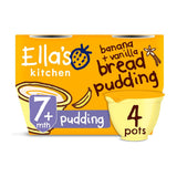 Ella's Kitchen Organic Banana + Vanilla Bread Pudding Baby Dessert Pot Multipack 7+ Months 4 x 80g