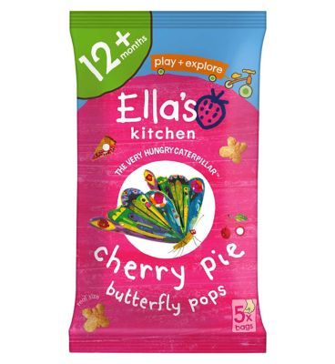 Ella's Kitchen Organic Cherry Pie Butterfly Pops Multipack Toddler Snack 12+ Months 5x12g