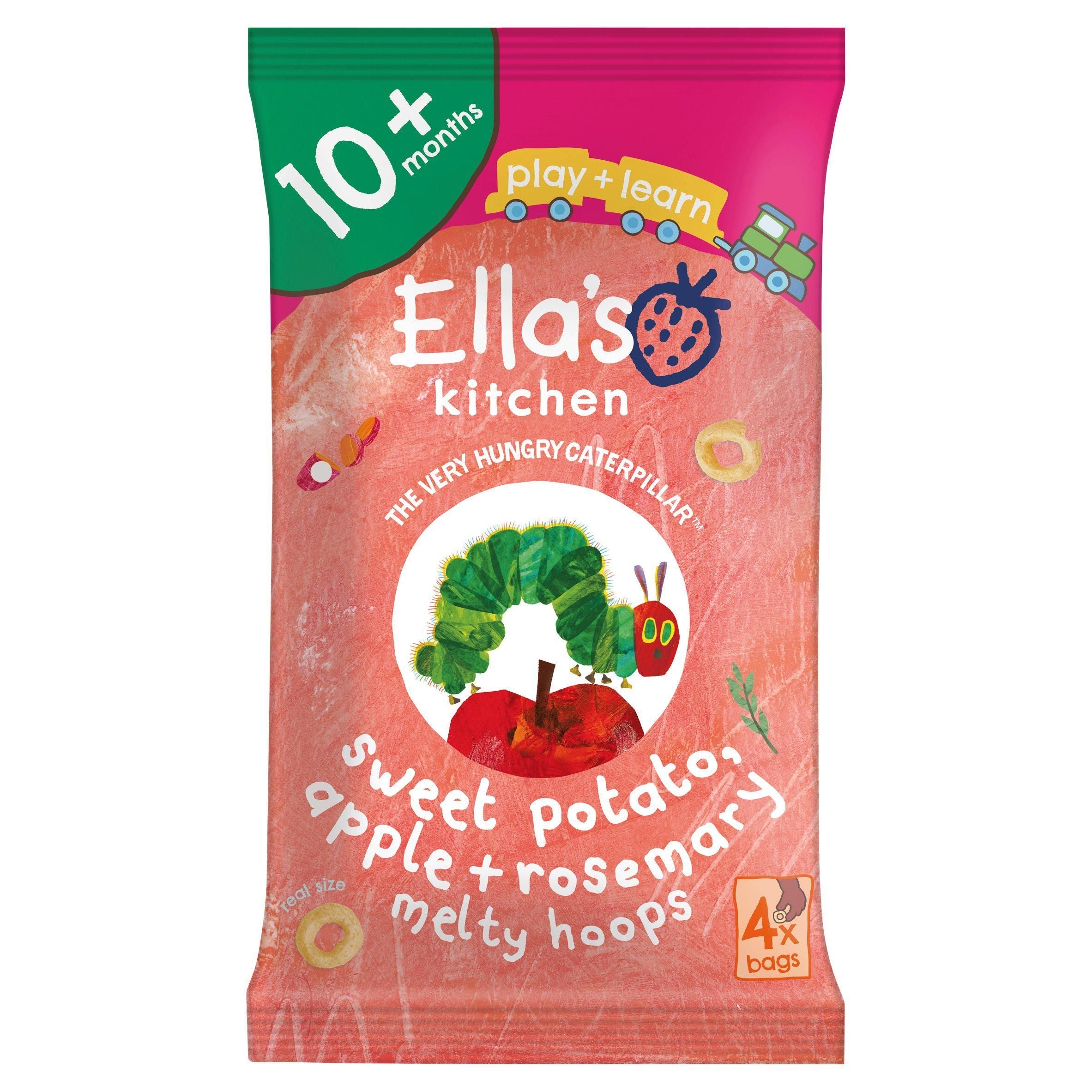 Ella's Kitchen Organic Sweet Potato & Apple Melty Hoops Baby Snack 10+ Months 4x9g