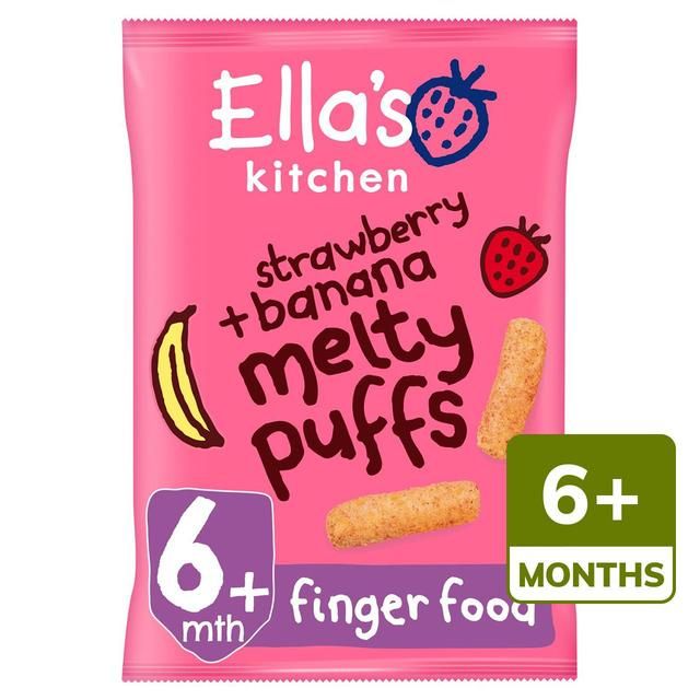 Ella's Kitchen Strawberry & Banana Melty Puffs Baby Snack 6+ Months 20g