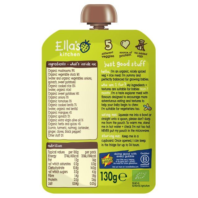 Ella's Kitchen Veggie Biryani Baby Food Pouch 7+ Months 130g