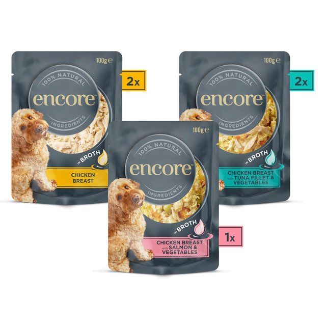 Encore Wet Dog Chicken in Broth Selection Pouch Multi 5 x 100g