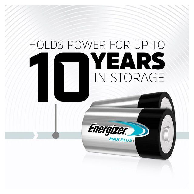 Energizer Max Plus D Batteries Alkaline 2 per pack