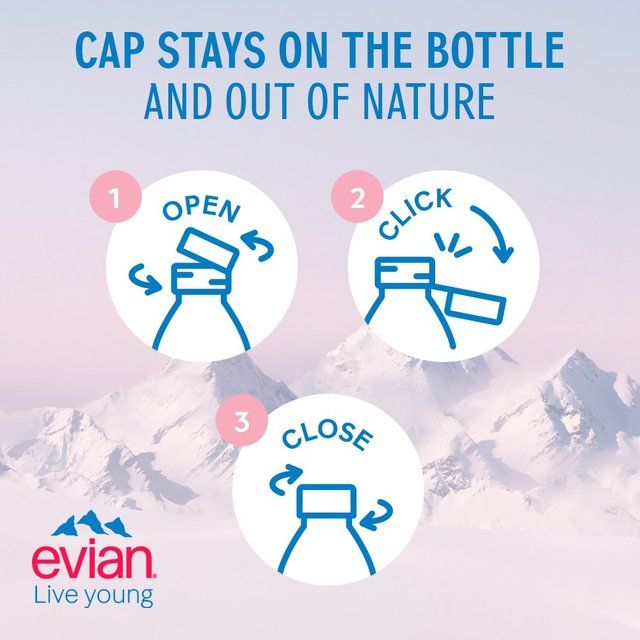 Evian Still Mineral Water Sports Cap 4 x 750ml