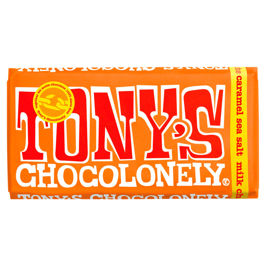 Tony's Chocolonely Fairtrade Milk Chocolate Caramel Sea Salt GOODS ASDA