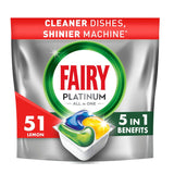 Fairy Platinum All In One Dishwasher Tablets Lemon, 51 Tablets