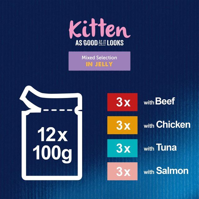 Felix As Good As it Looks Kitten Mixed in Jelly Wet Cat Food 12 x 100g
