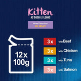 Felix As Good As it Looks Kitten Mixed in Jelly Wet Cat Food 12 x 100g