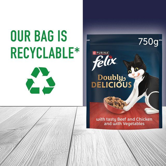 Felix Doubly Delicious Beef Chicken & Vegetables Dry Cat Food 750g