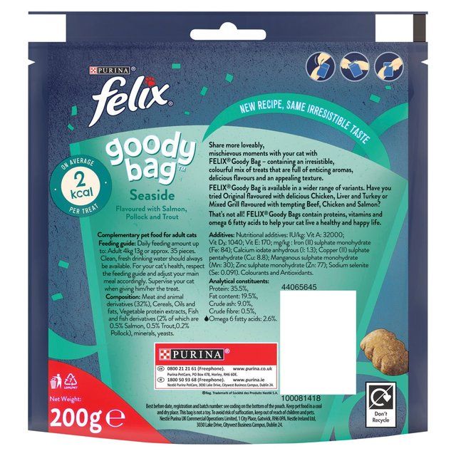 Felix Goody Bag Seaside Salmon Pollock & Trout Cat Treats   200g